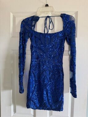 Lucy in the Sky | Dresses | Lucy In The Sky Kalene Bow Tie Dress In Blue And Gold Dot Size Small